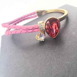 18k gold filled Elegant Pink and Gold Bracelet with Red Gemstone